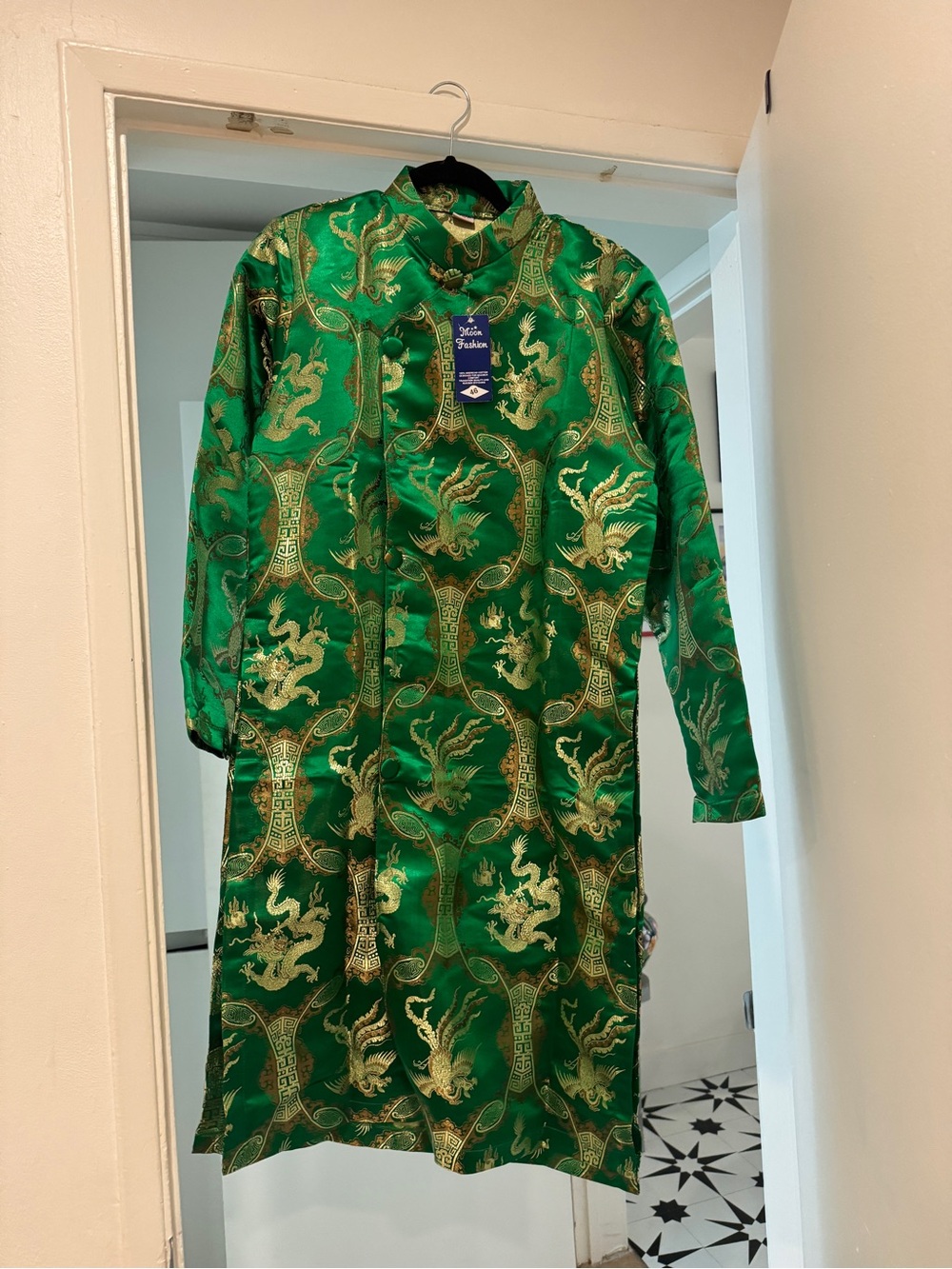 Green Satin Dragon traditional Vietnamese Ao Dai